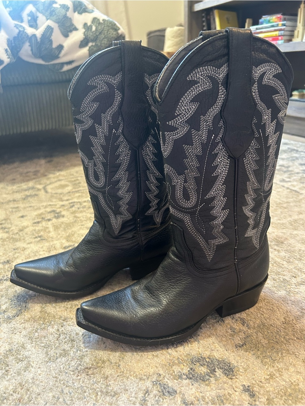 Los Altos Black Western Heeled Cowboy Boots - Unbranded